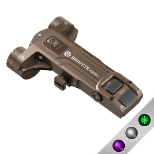 Brinyte XP22 MK3 Tan Low Profile Torch With Green Laser Super Bright Picatinny Mount